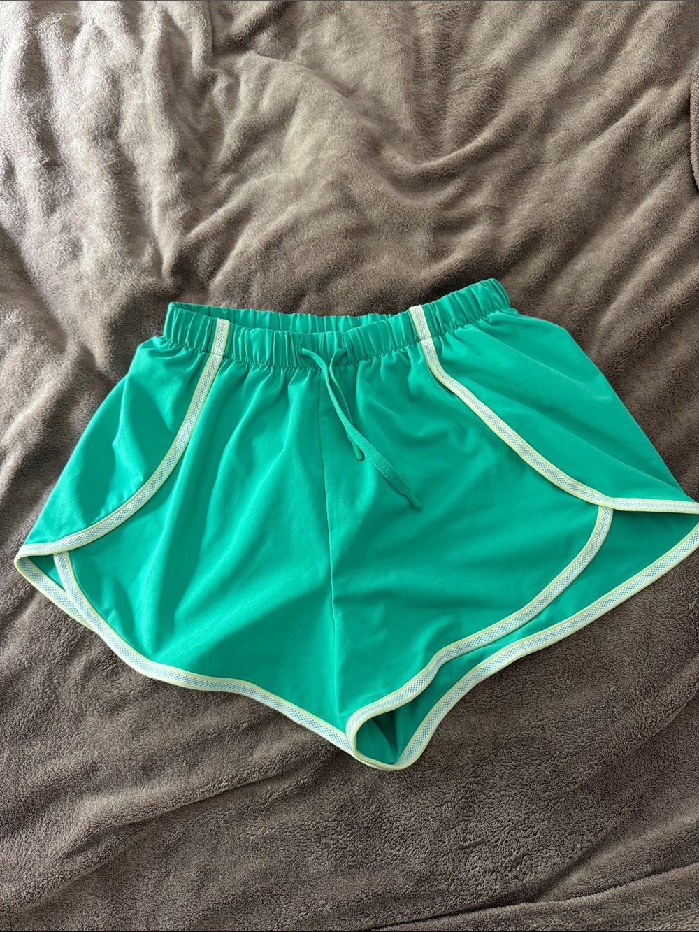 all in motion Teal Athletic Shorts with Cream Contrast Trim